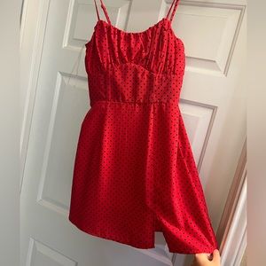 Red polka dot dress